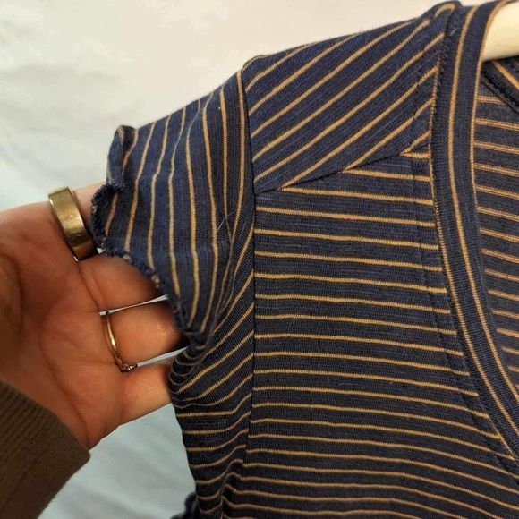 Toad&Co Women’s Ruffilita SS Striped Navy Organic Cotton T-Shirt Dress- Size XS - Picture 5 of 8